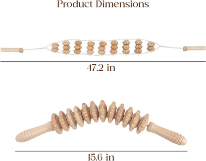 Wood Roller Massager for Body - 15.6 inch Lymphatic Drainage Manual Massage Tools for Sculpting, Muscle Shaping, Celulite Remover - Wooden Massage Tool for Manual Maderotherapy