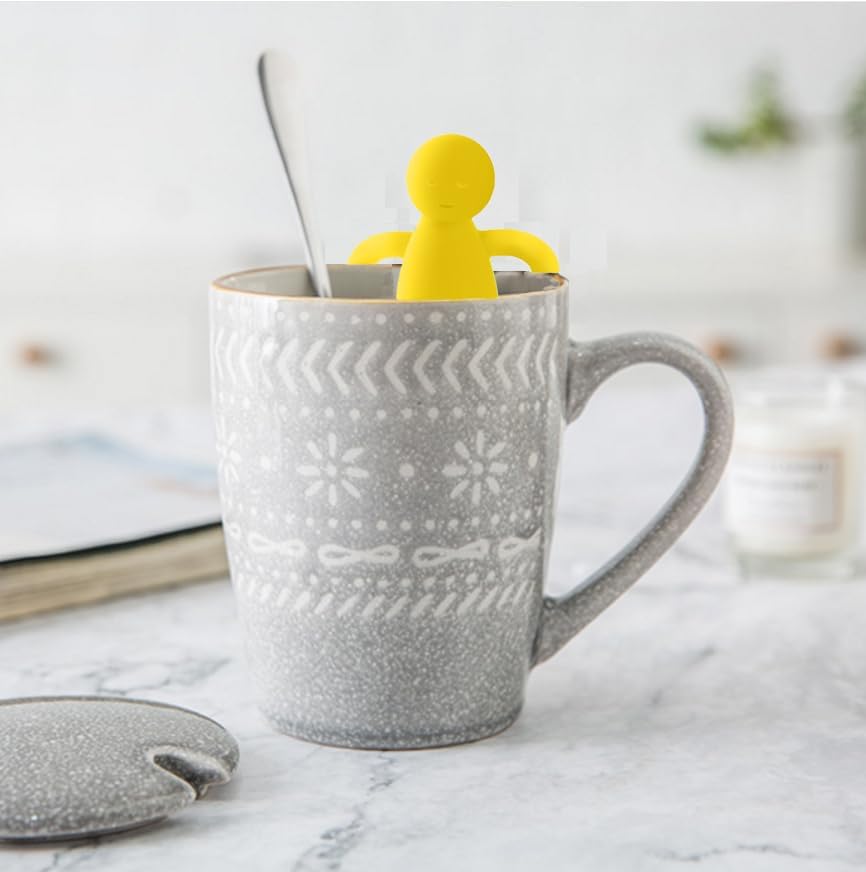 Leden Tea Infuser for Loose Leaf Tea Cute Tea Strainer Ball Stainless Steel Extra Fine Mesh Tea Steeper Filter for Cup Mug Silicone Handle Grey