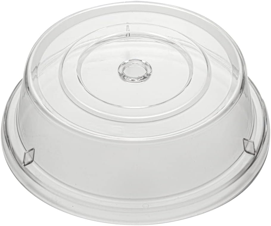 Restaurantware Cater Tek 11 Inch Polycarbonate Plate Cover 1 Shatterproof Dish Cover - Microwavable Endures Up To 210F Clear Plastic Splatter Cover With Finger Hole For 11 Inch Plates