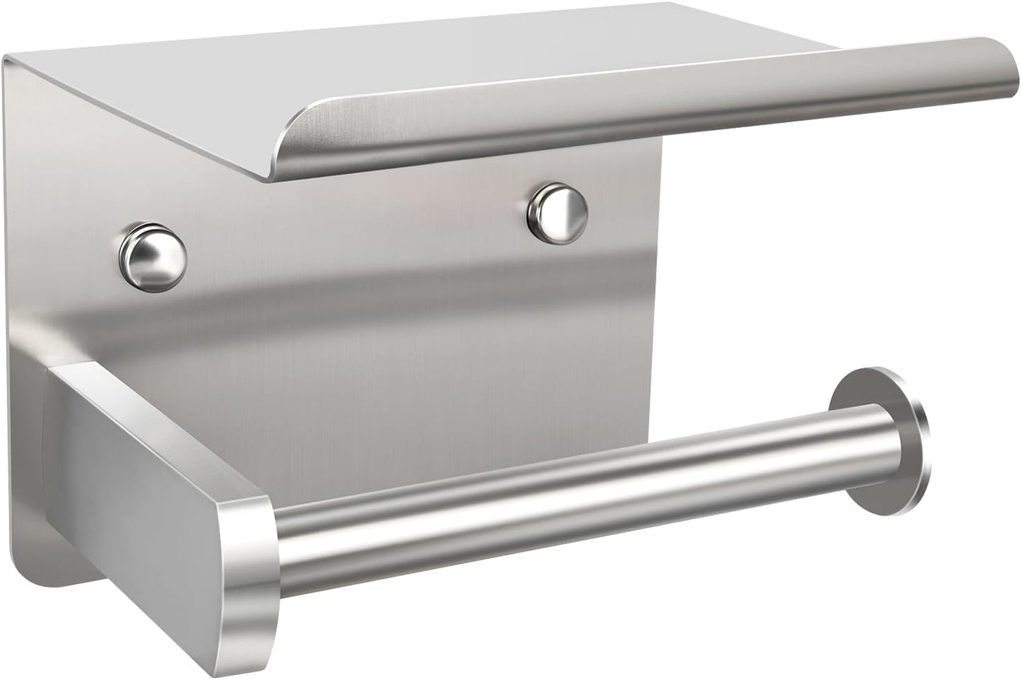 1pcs Brushed Nickel Toilet Paper Holder with Shelf | Screw or Self-Adhesive Toilet Paper Holder Wall Mount