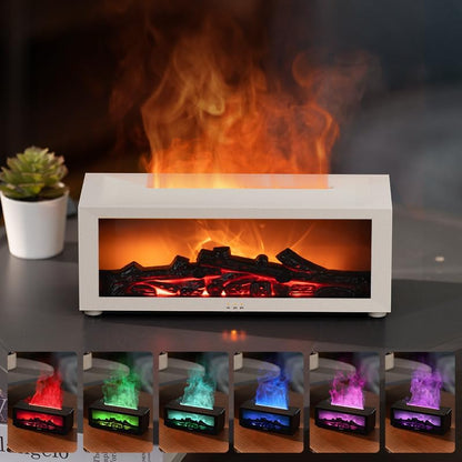 Colorful Flame Air Aroma Diffuser Humidifier, Upgraded 7 Flame Colors Noiseless Essential Oil Diffuser for Home,Office,Yoga with Auto-Off Protection 180mL (8Hours Black)