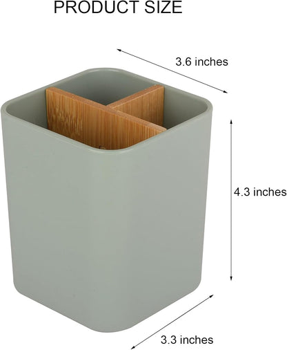 Bamboo Toothbrush Holder for Bathrooms Toothpaste Organizer - Black | Detachable Inserts, 3 Slots, Bathroom Counter Organizer, for Kids Electric Toothbrushes, Floss, Razors