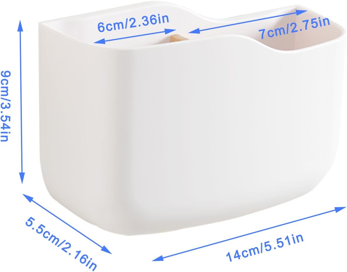 SUNFICON Adhesive Remote Control Holder Wall Mount Media Player Controller Holder Universal TV Remote Organizer Caddy Box Tray Easy Phone Charging Home Office Desk Nightstand White