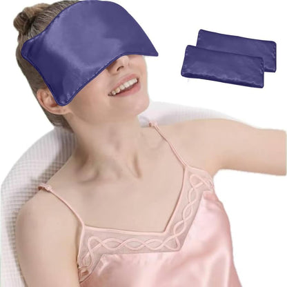 Flexseed Eye Pillow, Hot or Cold Weighted Satin Eye Mask, Microwaveable Moist Heat Eye Compress, Unscented Washable, Perfect for Sleeping, Yoga, Migraine Relief, Pack of 2