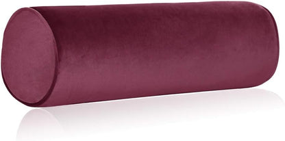 Tinbolunce Memory Foam Roll Pillow for Knee/Leg/Neck - Full Moon Bolster/Round Cylinder Pillow for Sleeping on Side or Back - Removable Cooling Cover Length 18" x 6" Diameter (Chocolate Brown)