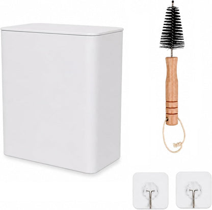 Magnetic Lint Bin with Lid for Laundry Room | Space Saving, Compact Plastic Dryer Lint Trash Can