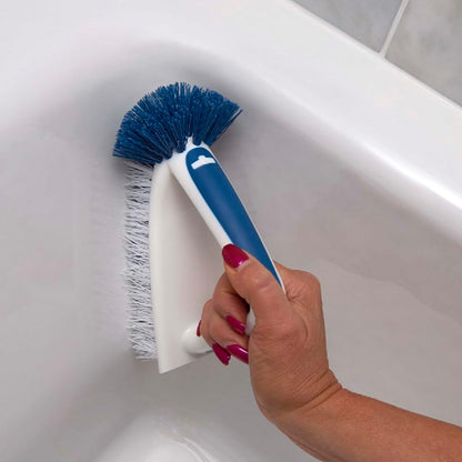 Unger 2-in-1 Grout and Corner Scrubber Brush Tool, Crevice Bathroom Cleaning Supplies for Showers, Door Tracks, Tile, and Bathtubs, Household 360-Degree Scrubbing Power