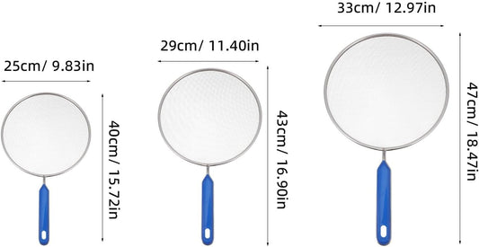 OUNONA 3pcs Splatter Screen for Frying Pan - 15.7" 17" 18.5" Stainless Steel Grease Splatter Guard - Cover Oil Splash When Sizzling Bacon, Cooking Fried Chicken Or Popcorn |