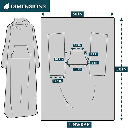 PAVILIA Blanket with Sleeves for Adult Women Men, Soft Warm Wearable Blanket Fleece Wrap Throw, Robe Blanket Gift