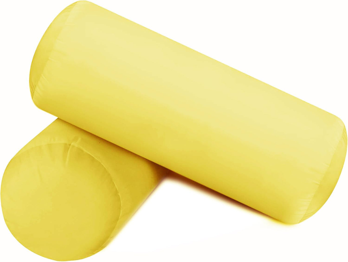 SAHARBEDDINGS 2 PC Cervical Neck Roll Pillow Cover with Cotton Bolster Pillowcases for Cylindrical Cushion Round Neck Pillowcase Zipper Closer (Blush, 13x6 Roll Pillow Set of 2)