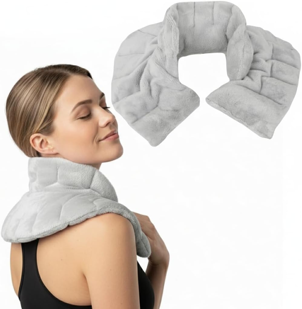Herbal Concepts Neck Heating Pad & Shoulder Wrap | Microwave Heating Pad with 12 Herbs Aromatherapy| Cordless Heating pad, Blue