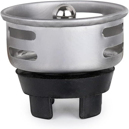 Small Basket Strainer for 2-inch Sink Drain, Bar/rv Sink Strainer | Commercial Grade 304 Stainless Steel with Chrome Finish, TINY strainer (with Rubber Stopper, holds water but NOT watertight)