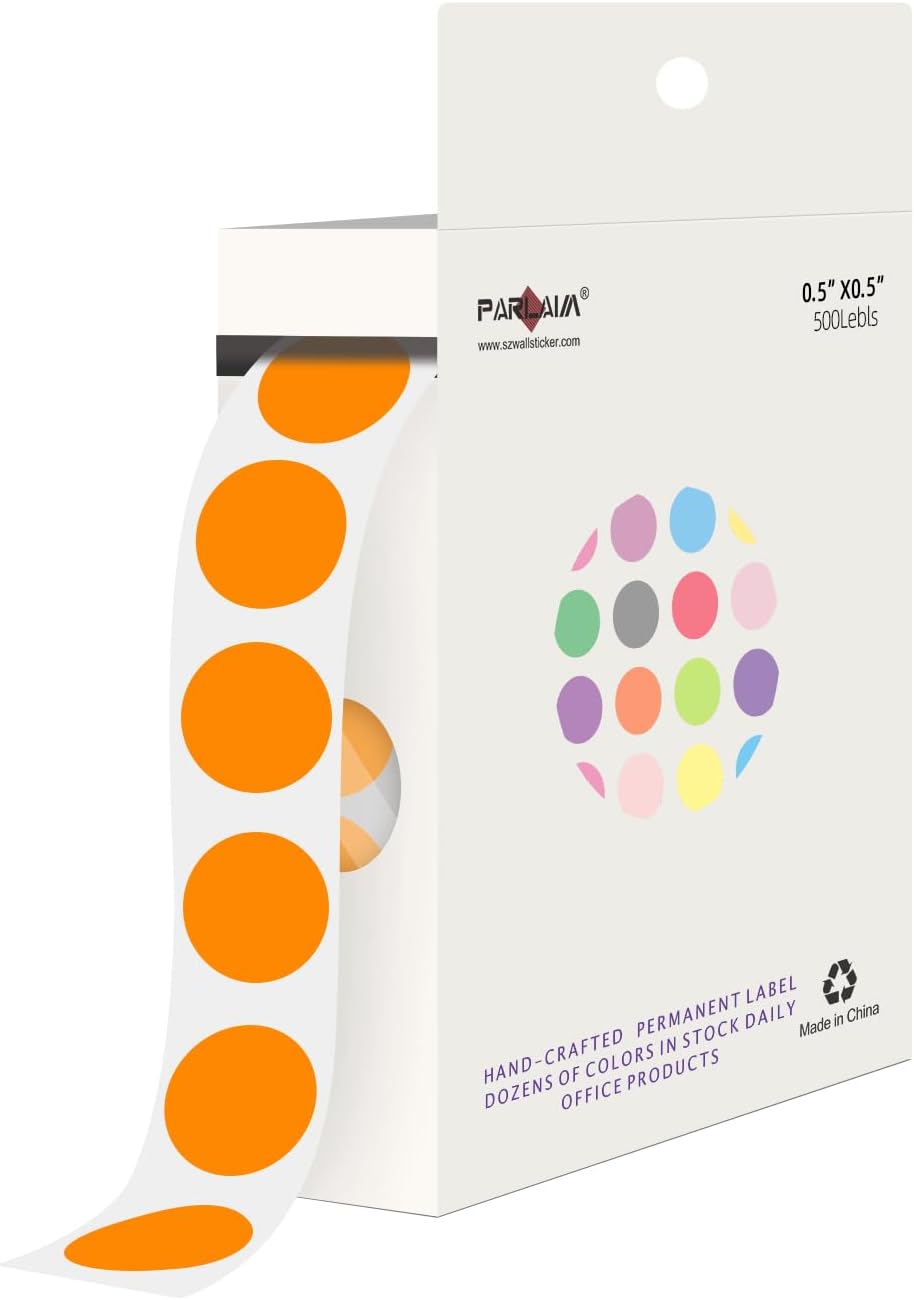 1/2 Inch Round Sticker,4 Rolls 2000Pcs Small Dot Stickers Color-Code Dots | Red+Yellow+Blue+Green 1.3cm Small Stickers Round Color Coding Circle Dots Stickers, Roll Dot Sticker Label for Office Home