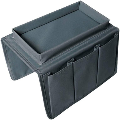 Sofa Armrest Organizer, Couch TV Remote Storage Organizer with Pockets for Recliner Armchair Snacks Glasses Smartphone Magazines Pouch (Black)