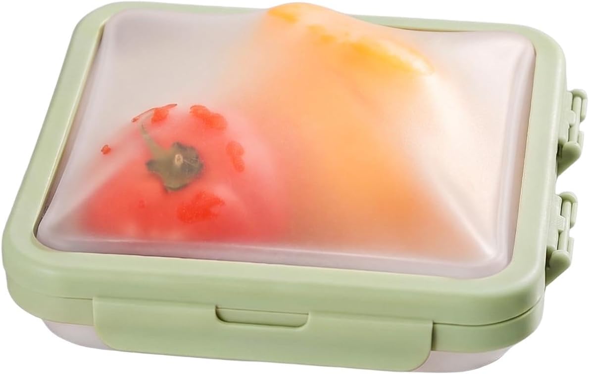 Reusable Silicone Food Storage Container with Lid Avocado Saver(6.5 cups/0.4 gal), Onion Keeper, Silicone Kitchen Organizers for Fridge