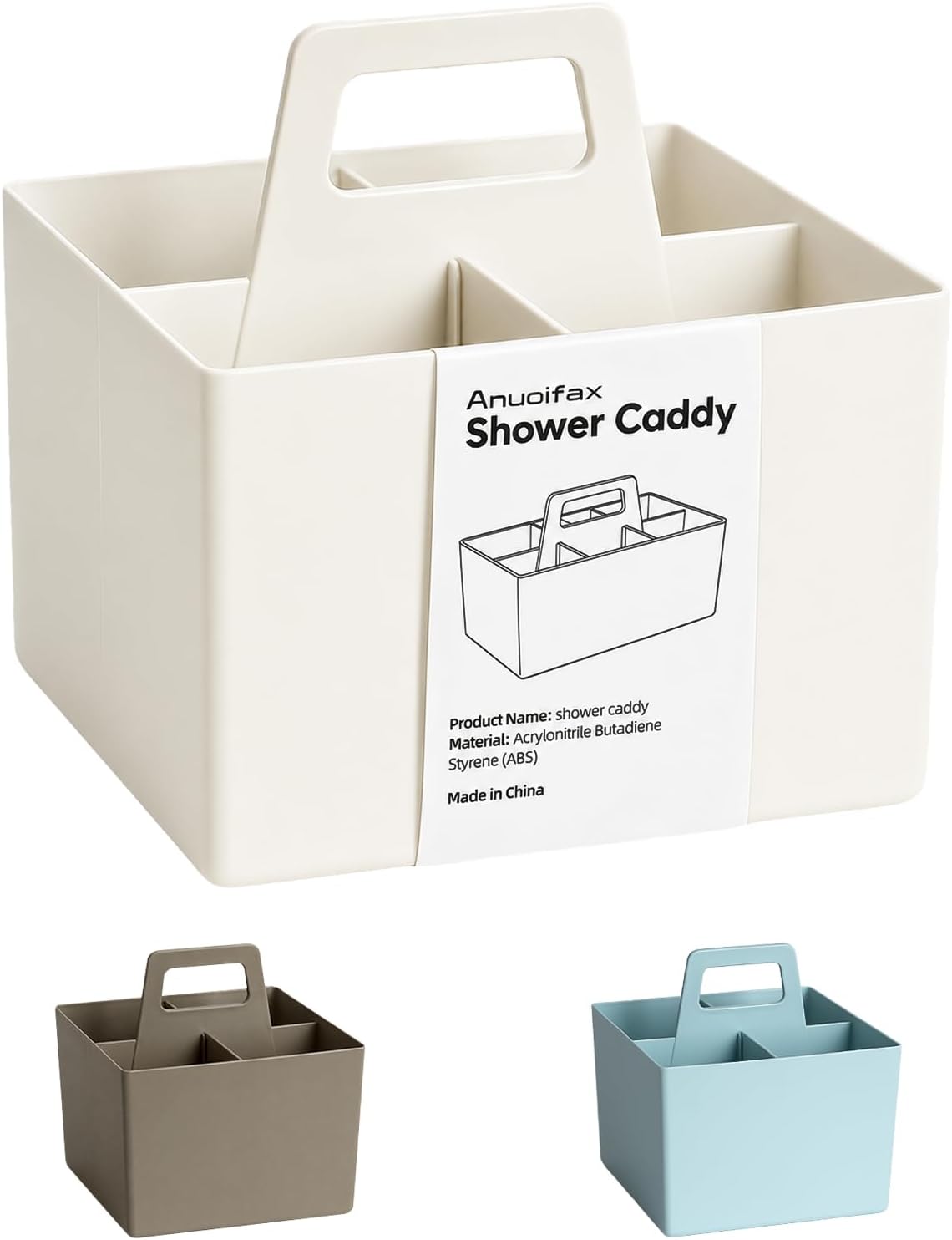 Anyoifax Portable Shower Caddy with Removable Compartment, Large Gray | Plastic Shower Basket Bathroom Caddy Organizer with Handle, College Dorm Storage, Baby Bath Essential, Cleaning Supply Caddy