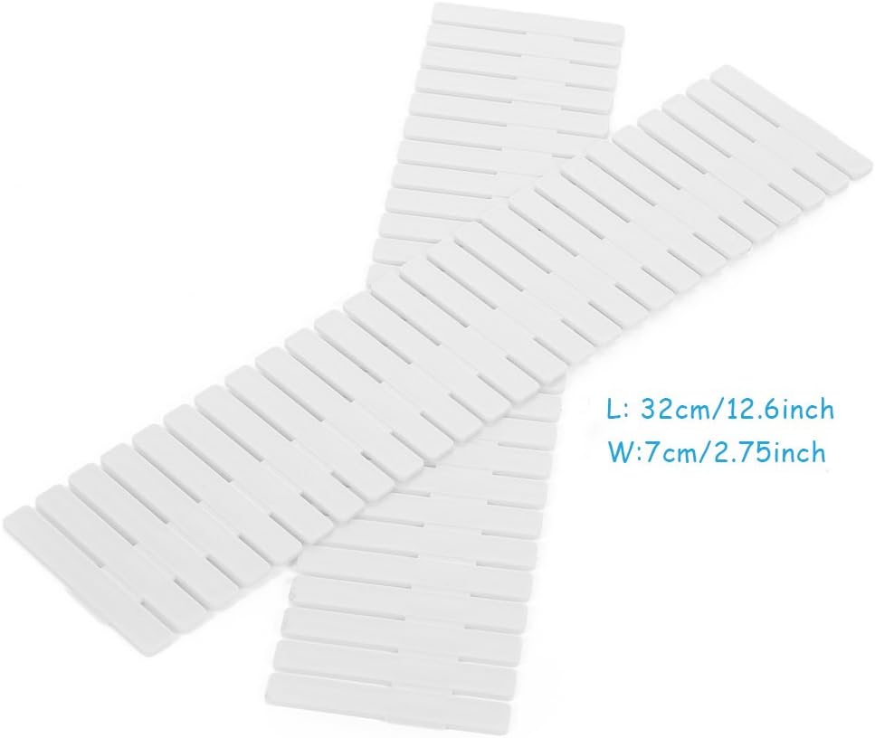 Onerbuy 8pcs Adjustable Grid Drawer Dividers DIY Plastic Closet Separator Tidy Organizer Container 32.5 * 7cm/ 12.8 * 2.8inch for Underwear Socks Belt Office Supplies(Transparent White)