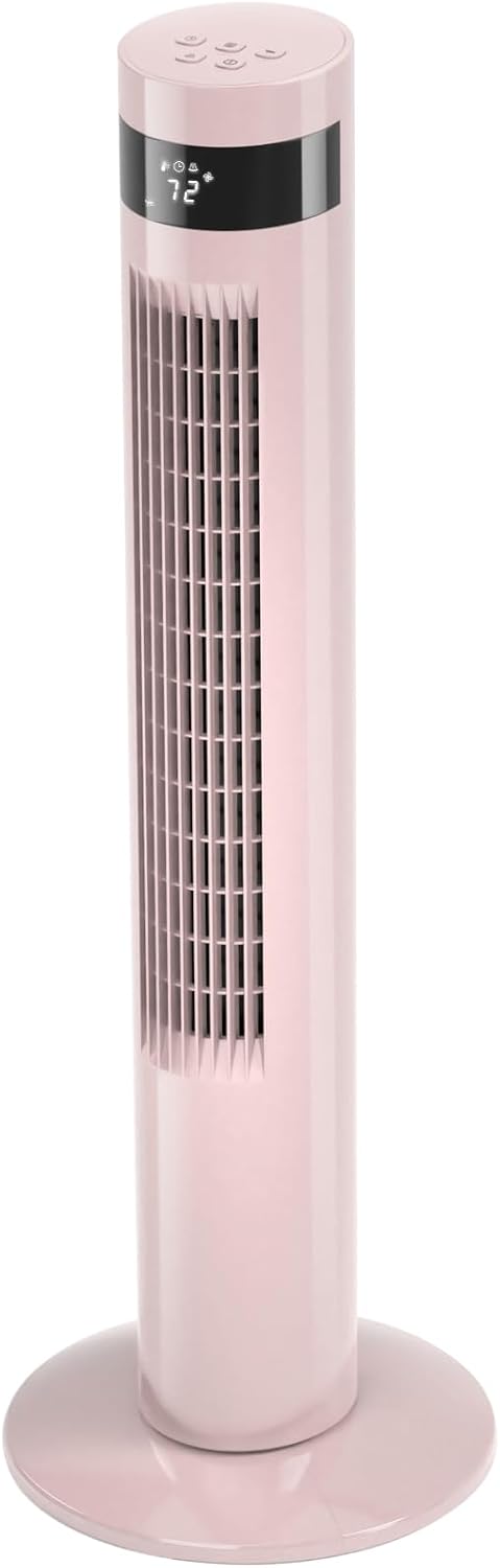 Antarctic Star Tower Fan 85°Oscillating Fan Quiet Cooling 12H Timer Remote Control Bladeless Electric 3 Speeds Wind 3 Modes, 42INCH, PINK