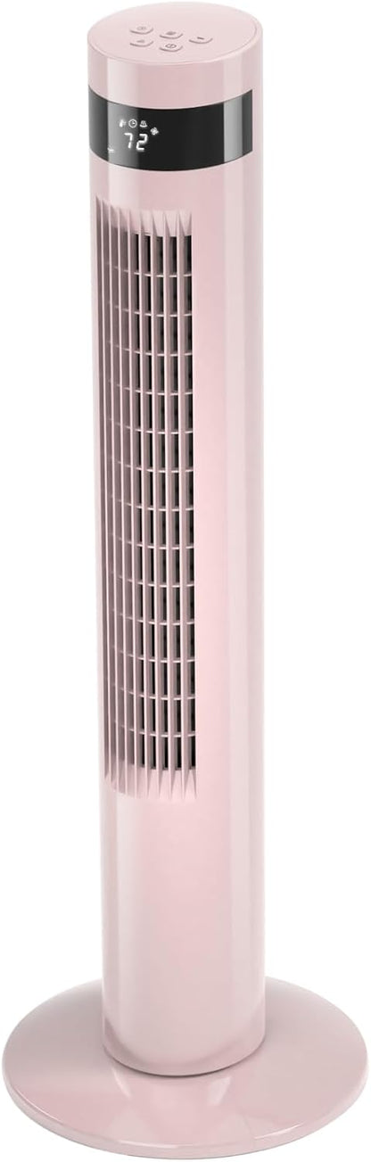 Antarctic Star Tower Fan 85°Oscillating Fan Quiet Cooling 12H Timer Remote Control Bladeless Electric 3 Speeds Wind 3 Modes, 42INCH, PINK