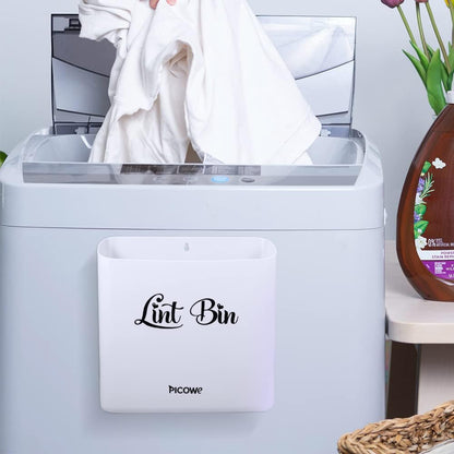 Picowe Magnetic Laundry Storage, Large Lint Holder Bin, Space-Saving Trash Container Hanging on Dryer, Washer or Wall Mount (Gray White)