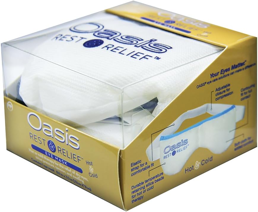 Oasis Rest & Relief® Reusable Hot and Cold Eye Mask – Microwavable Warm Eyelid Compress & Cooling Mask for Soothing Daily Eye Hygiene & Comfort (OM8000)