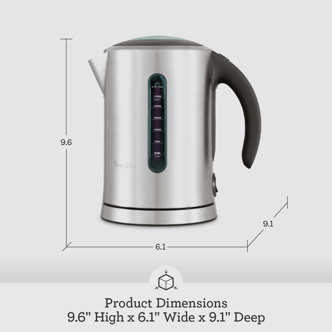 Breville BKE700BSS Soft Top Pure Hot Water Kettle, Brushed Stainless Steel | Quickly heat water for tea, coffee and instant meals with electric kettle featuring a soft-opening lid | 7 cup capacity