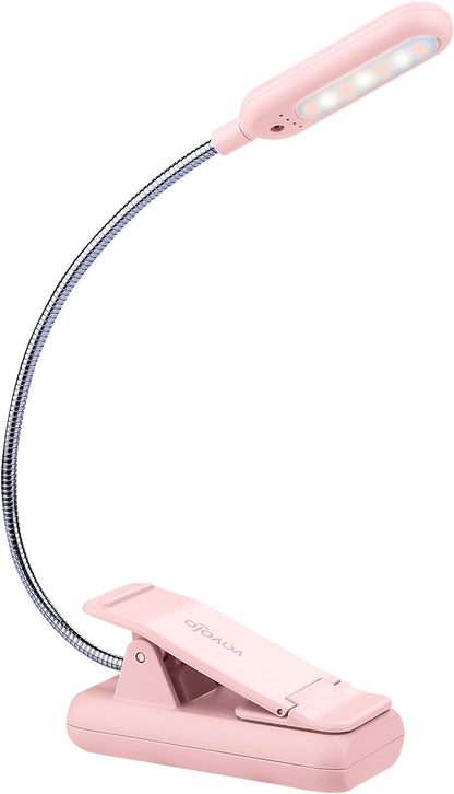 VAVOFO Rechargeable Book Light, Blue Light Blocking, Amber 1600K Clip On Reading Light, Eye Care 7 LEDs Kids Book Light for Reading in Bed with Power Indicator for Bookworms (Neon Orange)