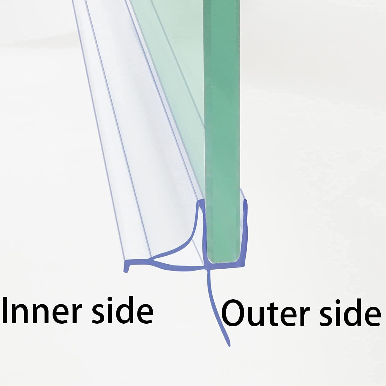Frameless Shower Door Bottom Seal Shower Sweep with Drip Rail for 1/4" Glass,36" Long, Vinyl, Clear | Vinyl, Clear,Shower Door Bottom Sweep
