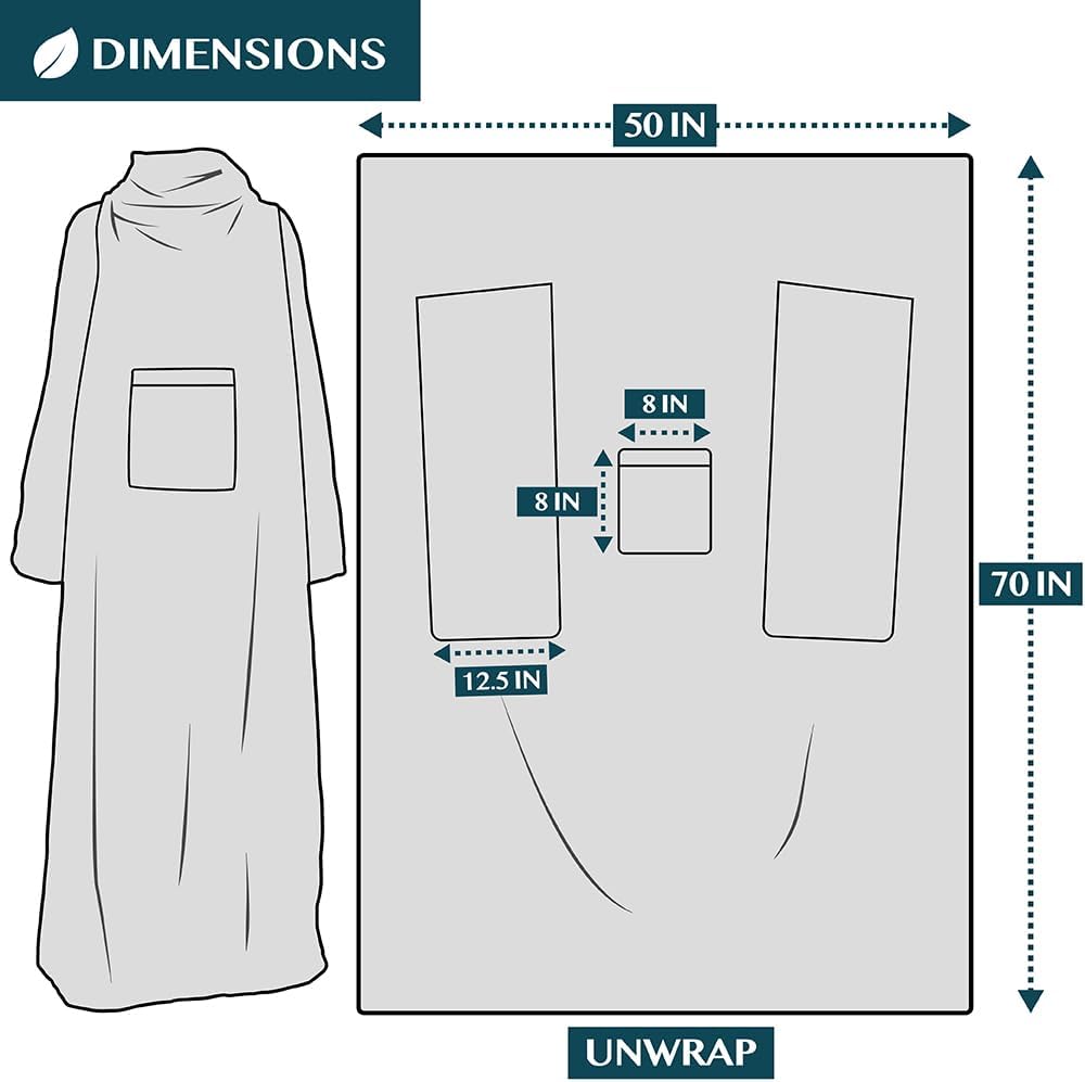 PAVILIA Wearable Blanket with Sleeves and Pocket for Women Men, Sherpa Trim