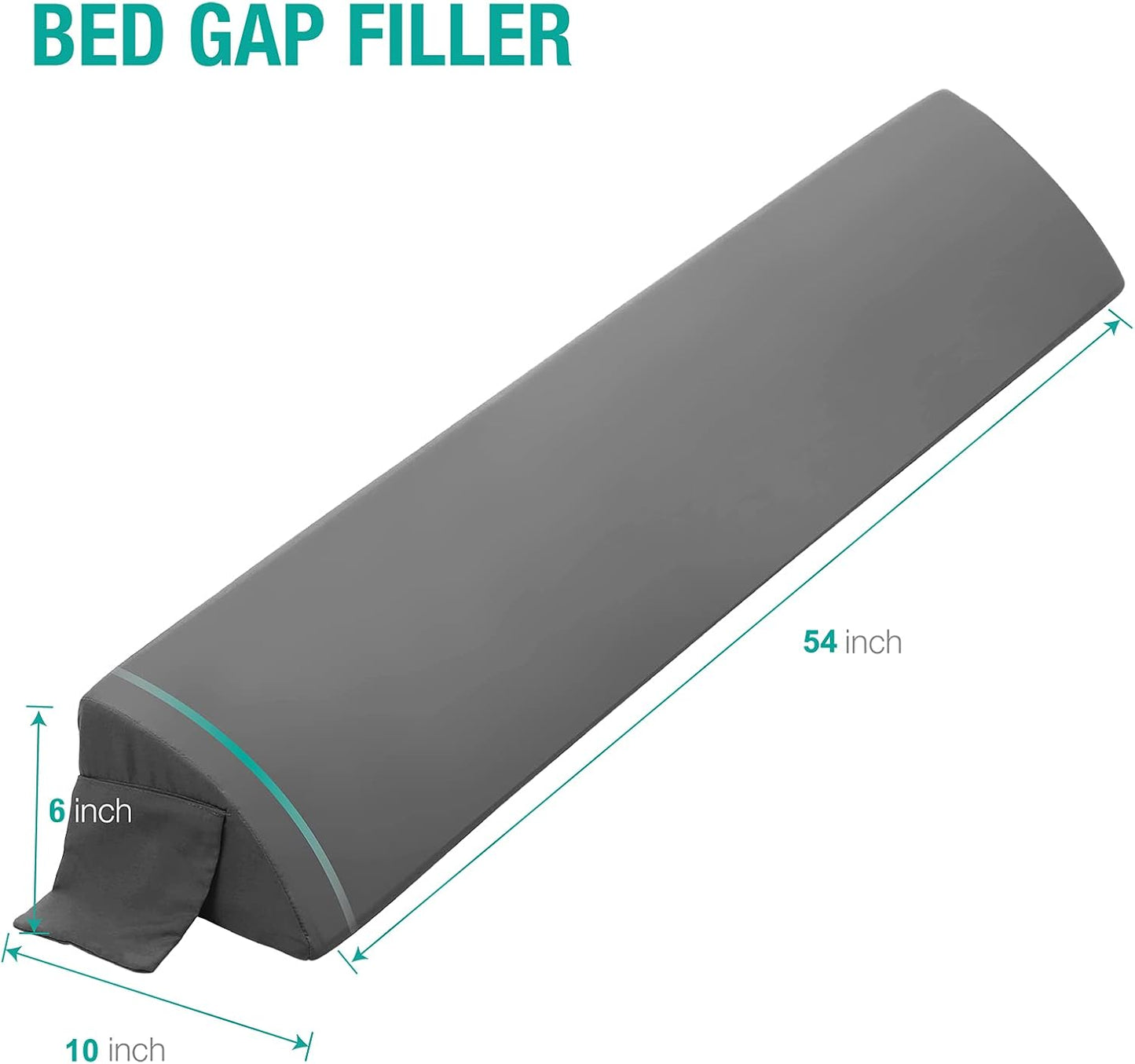 Vekkia 34" Extra-Long Wedge Pillow,7.5" Bed Wedge Pillow for Sleeping,White | Pillow Wedge Back Support for After Surgery, Idea for Acid Reflux,Snoring Relief,Removable Washable Cover&Double Side Pockets