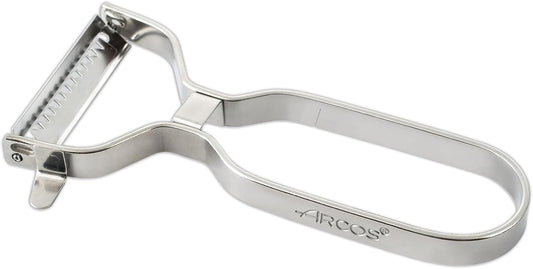 ARCOS Professional Peeler for Fruits and Vegetables. 5.5 Inch Stainless Steel Kitchen Tool for Precise Cutting. Chef's Gadget with Ergonomic Polypropylene Handle. Red Color