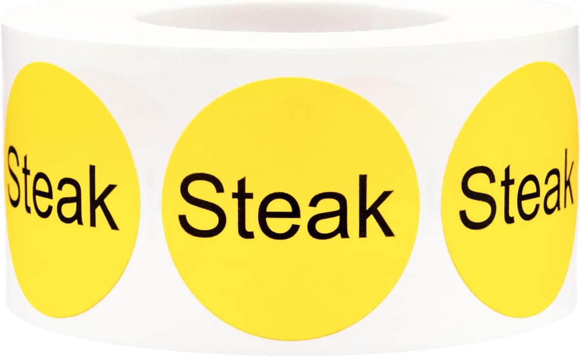 Yellow with Black Carnitas Circle Dot Adhesive Stickers, 1 Inch Round Labels, 500 Total Stickers