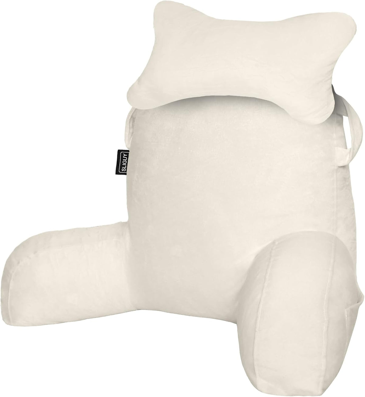 SLIGUY Reading Pillow for Sitting in Bed Couch Adult, Back Pillow with arm Support and Pockets, Adult Back Pillow Bed Chair for Bed Rest, Reading, Watching TV, Gaming for Boys and Girls Dark Grey