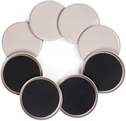 Ezprotekt Large Furniture Sliders for Carpet and Hardwood Floors, 8 Pack 9-1/2" x 5-3/4" Reusable Oval Heavy Duty Furniture Moving Pads, 4 Pcs Hard Floor Felt Sliders+4 Pcs Carpet Sliders (Beige)