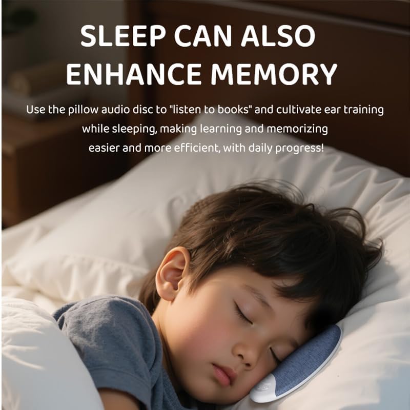 Bluetooth Pillow Speaker for Sleeping, Sleep Pillow Speaker with White Noise Timer Wireless, Mini Bone Conduction Sleep Aid with Stereo Bass, Private Sleep Headphones for Adult Kids (Blue)