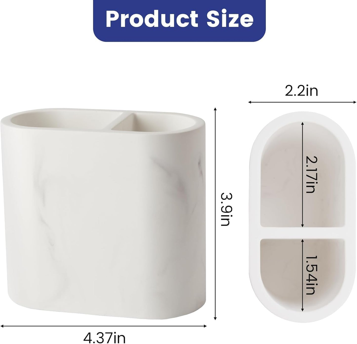 Quick Drying Toothbrush Holder for Bathrooms, Diatomite Countertop Organizer for Electric Tooth Brush, Toothpaste, Razor, Makeup Brush, White, 2 Slots