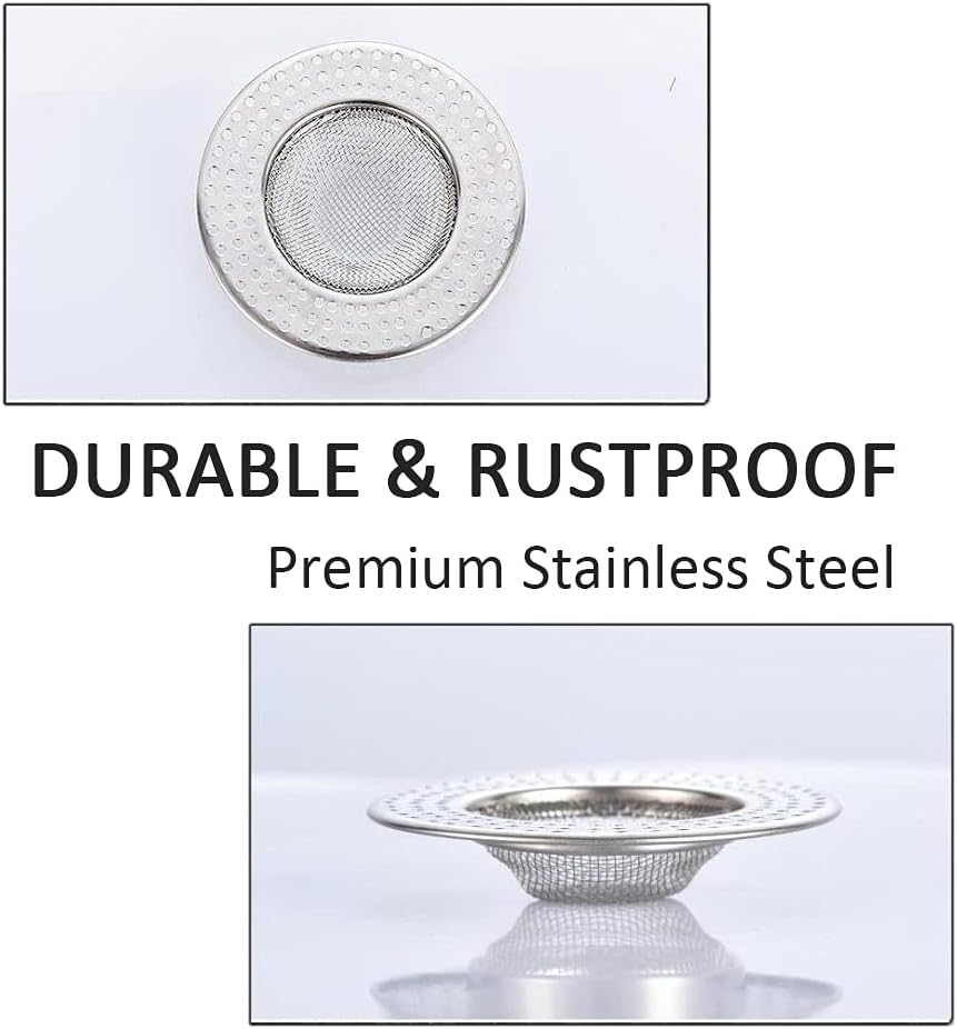 2pcs Heavy Duty Stainless Steel Slop Basket Filter Trap, 2.75" Top / 1" Mesh Metal Sink Strainer Shower Drain Hair Catcher for Kitchen Bathroom Bathtub Wash Basin Floor Balcony Drain Hole, Utility