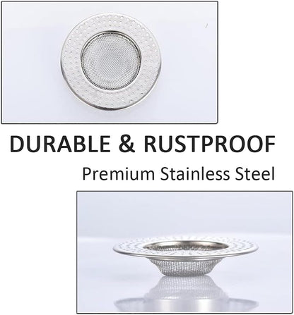2pcs Heavy Duty Stainless Steel Slop Basket Filter Trap, 2.75" Top / 1" Mesh Metal Sink Strainer Shower Drain Hair Catcher for Kitchen Bathroom Bathtub Wash Basin Floor Balcony Drain Hole, Utility