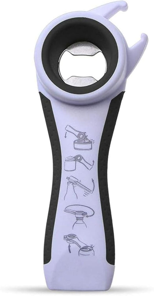 5 in 1 Lids off Jar Opener, Bottle Opener, Ideal For Women, Kids, Seniors - for Multipurpose Kitchen Tool, Easy open. White