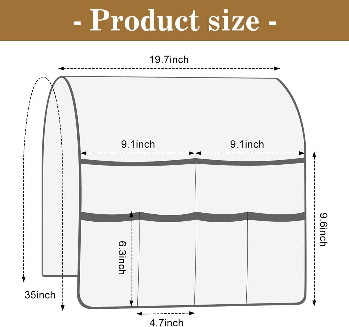 Remote Control Holder for Recliner, Sofa Armrest Organizer with Non-Slip Base, Tv Remote Holder Couch Caddy Armchair Caddy Bedside Organizer with 6 Pockets for Magazine, Tablet, Phone (Beige)