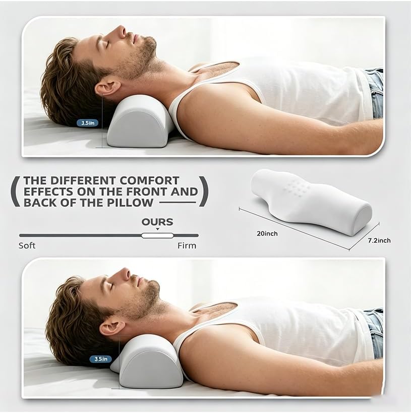 Cervical Neck Pillows, Orthopedic Roll Pillow for Neck Pain Relief,Sleeping Decompression Devices Support and Shoulder Relaxer