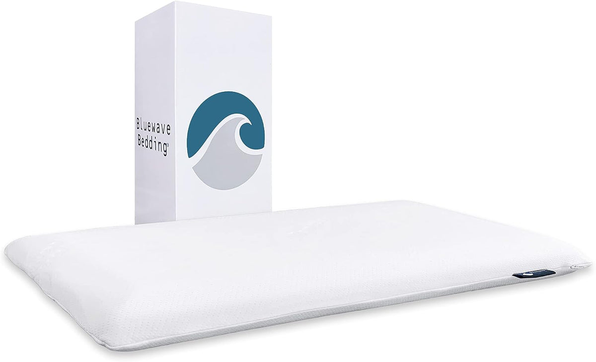 Bluewave Bedding Ultra Slim Gel Memory Foam Pillow for Stomach and Back Sleepers - Thin, Flat Design for Cervical Neck Alignment and Deeper Sleep (2.75-Inches Height, Standard Size)