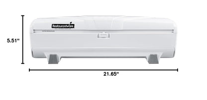 Restaurantware-Chef 101 Food Wrap Dispenser with Cutter, 1 Refillable Cling Wrap Dispenser - Fits 12” to 18” x 1000’ Rolls, Press Down and Cut, White Plastic Aluminum Foil, Sharp Blade