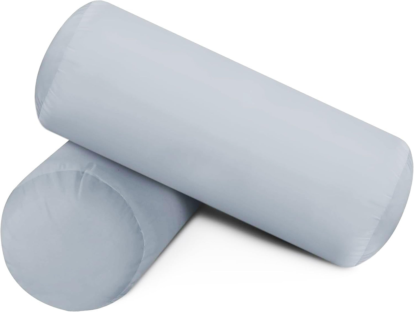 SAHARBEDDINGS 2 PC Cervical Neck Roll Pillow Cover with Cotton Bolster Pillowcases for Cylindrical Cushion Round Neck Pillowcase Zipper Closer (Blush, 13x6 Roll Pillow Set of 2)