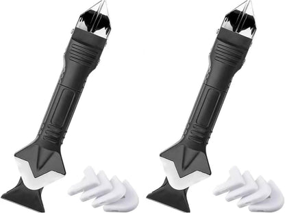 2 Pack 3-IN-1 Caulk Tool for Removal and Application, for Bathroom, Kitchen, Flooring, Windows, Sinks and Frames Seal