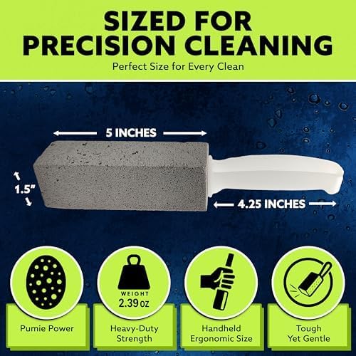 PUMIE Pumice Stone Toilet Bowl Cleaner (1-Pack) - Heavy Duty Scouring Stick for Toilet - Pumice Stone for Cleaning Rings, Bowls, Hard Water Stains, Lime, Rust, Sink - Includes Handle for Easy Use