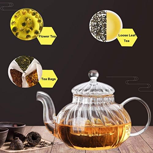 Glass Filtering Tea Maker Teapot with a Warmer and 6 Double-walled Tea Cups Set (Heating base, Standard)