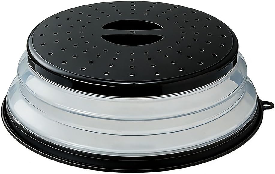 Collapsible Microwave Splatter Cover, 10.5 Inch, Dishwasher-safe, Microwave Plate Cover With Steam Vent，BPA-Free Silicone & Plastic (white)