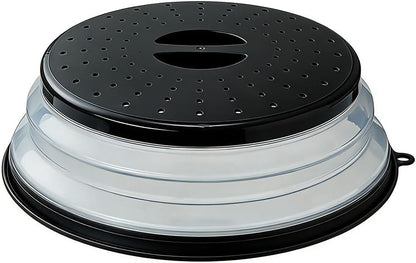 Collapsible Microwave Splatter Cover, 10.5 Inch, Dishwasher-safe, Microwave Plate Cover With Steam Vent，BPA-Free Silicone & Plastic (white)