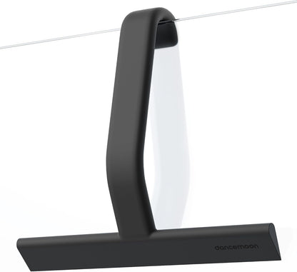 JustHang Shower Squeegee with Built-in Hook, 10-Inch Black | Award-Winning Design, All-One-Piece Soft-Touch Silicone, for Glass Door, Bathroom, Window, Mirror, Tile Wall, Car